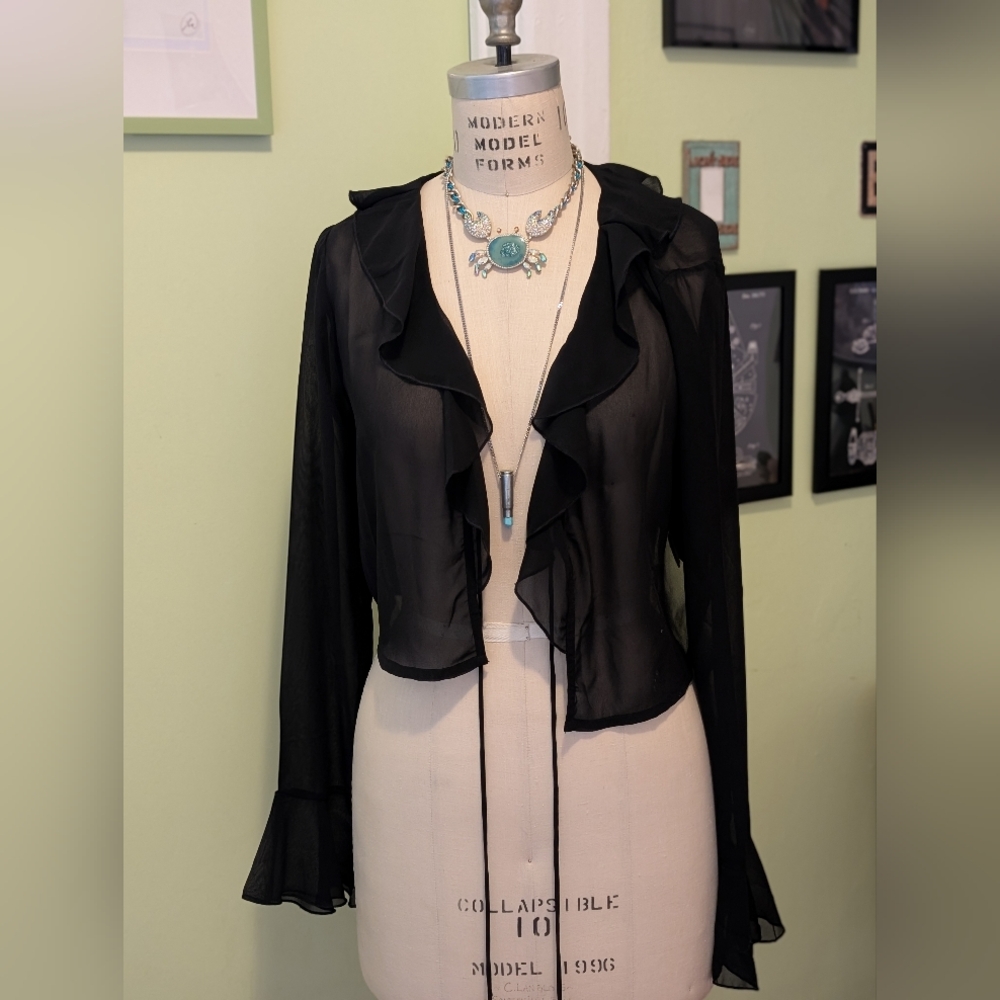 Twik Black Sheer Ruffle Jacket